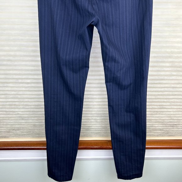 NEW - Marchesa Voyage Midnight Blue Mid Rise Striped Straight Pants Quite Luxury - Picture 9 of 14